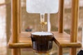 Close up on homemade coffee maker dripping Royalty Free Stock Photo
