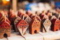 close-up of homemade dreidels crafted from clay