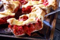 Close-up of Homemade Strawberry Rhubarb Pie slice Royalty Free Stock Photo