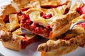 Close-up of Homemade Strawberry Rhubarb Pie slice Royalty Free Stock Photo
