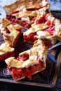 Close-up of Homemade Strawberry Rhubarb Pie slices Royalty Free Stock Photo