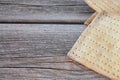 Close-up of homemade unleavened bread for the Christian Passover celebration on a wooden table