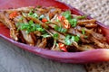 Homemade Vietnamese food for vegetarian, banana flower vegan fish
