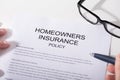 Close-up Of Homeowners Insurance Policy Form Royalty Free Stock Photo