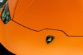 Close up of an hood and logo of a Lamborghini Huracan Royalty Free Stock Photo