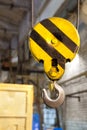 Close up hook crane of overhead crane in factory, machine part concept Royalty Free Stock Photo