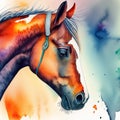Close up horse,water color Royalty Free Stock Photo