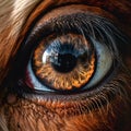 A close-up of a horse's muzzle. Animal head. The eye of a horse. A horse's face. Body part. Farm life Royalty Free Stock Photo