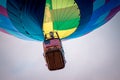 Close up of hot air balloon basket from below