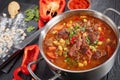 Close-up of hot beef hungarian goulash