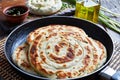 Close-up of  hot Chinese green onion Pancakes Royalty Free Stock Photo