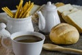 Close up hot coffee and bread Royalty Free Stock Photo