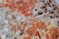 Close Up Of Hot Pizza. Slice With Melting Cheese. Fast Food Texture And Background. Image For Templates, Placards, Banner Royalty Free Stock Photo