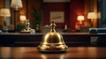 close up hotel reception with bell AI generative Royalty Free Stock Photo