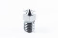 Close-up of a hotend, part of a 3D printer, isolated on a white background Royalty Free Stock Photo