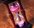 Close-up Hourglass on wood background, antique tone