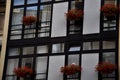 Close-up of house building`s balconies and windows Royalty Free Stock Photo