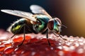 Close-up of house fly on surface,farm pest fly