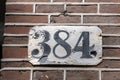 Close Up House Number 384 At Amsterdam The Netherlands 28-6-2022 Royalty Free Stock Photo