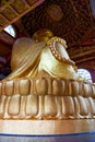 Close-up of a huge statue of Maitreya Buddha