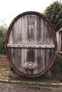 Close up of a huge wooden barrel for wine, Tuscany, Italy Royalty Free Stock Photo