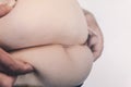 Human body and fat body part of paunch or belly and overweight o