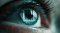 Close up of a Human Eye with a Barcode Overlay Digital Scan Technology Abstract Concept Royalty Free Stock Photo
