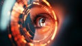 Close-up of human eye, biometric security system, retinal recognition