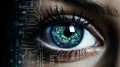 Close up of human eye with digital binary code Royalty Free Stock Photo