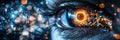 Close-Up Of A Human Eye With Digital Particles, Abstract Concept Of Vision And Technology Royalty Free Stock Photo