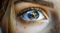 Close-Up Of A Human Eye With The Earth Reflected Its Iris, Symbolizing Vision And Global Awareness