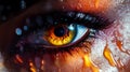 A Close-up of a Human Eye with Fire-like Iris Royalty Free Stock Photo