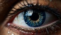 Close up of a human eye, looking with a blue iris generated by AI Royalty Free Stock Photo