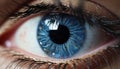 Close up of a human eye, looking at camera with blue iris generated by AI Royalty Free Stock Photo