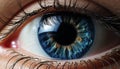 Close up of a human eye, looking at camera, blue iris generated by AI Royalty Free Stock Photo