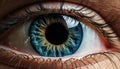 Close up of a human eye, looking at camera, blue iris generated by AI Royalty Free Stock Photo