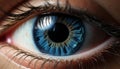 Close up of a human eye, looking at camera, vibrant blue iris generated by AI Royalty Free Stock Photo