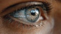 A close-up of the human eye reflecting digital data Royalty Free Stock Photo