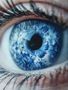 Close up of blue eye with delicate floral pattern in iris evoking mystery and aesthetic fascination Royalty Free Stock Photo