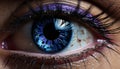 Close up of a human eye, vibrant blue iris, staring at camera generated by AI Royalty Free Stock Photo