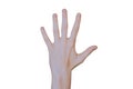 Close-up of human hand on white background Royalty Free Stock Photo