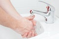 Close-up of human hands being washed