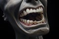 Close up of human jaw with teeth, isolated on black background, Acute toothache, AI Generated