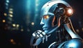 Close-up of a Humanoid Robot While he is Thinking - Generative Ai Royalty Free Stock Photo