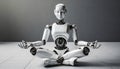 Humanoid Robot in Yoga Meditation with Crossed Legs - Generative Ai Royalty Free Stock Photo