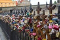Love locks on a fence in Prague
