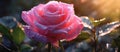 Close up of a Hybrid tea rose with water drops, a beautiful sight in the garden Royalty Free Stock Photo