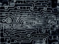 Close up hydroblock detail of automatic gearbox. Abstract background Royalty Free Stock Photo