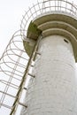 Close-up of a hydrological watch tower by the river