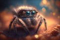 Hyperrealistic Illustration of a Jumping Spider-Like Insect, Close-Up